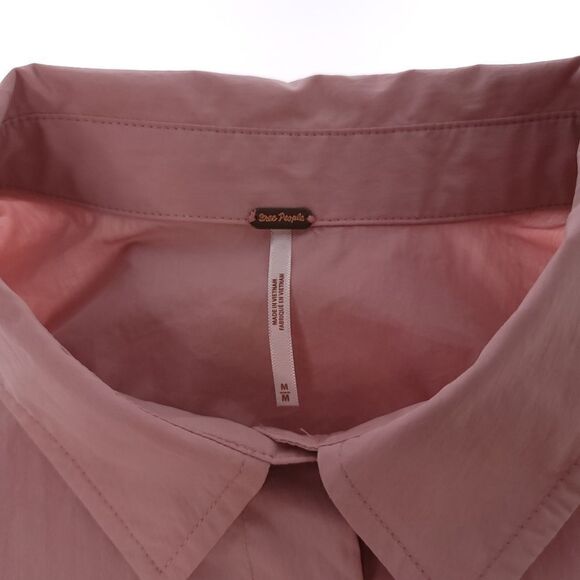 Free People Taia Womens M Solid Pink Shirt Dress OB1245762 - Picture 13 of 13